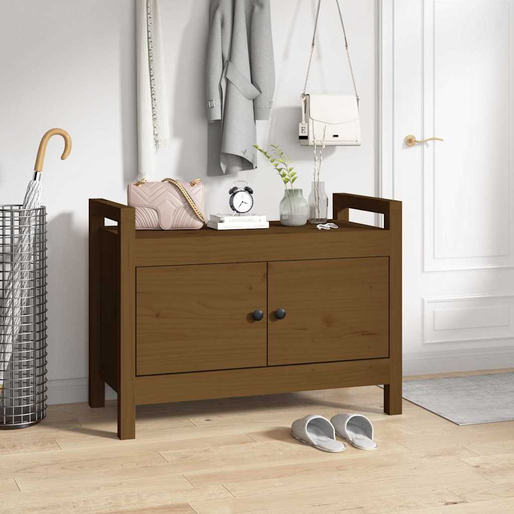 Klupa za hodnik boja meda 80 x 40 x 60 cm od masivne borovine