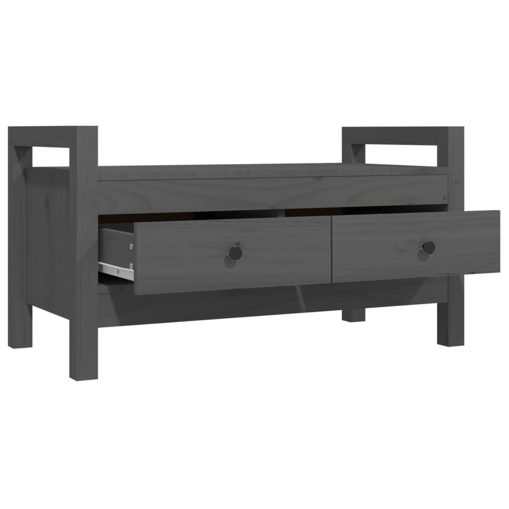 Klupa za hodnik siva 80x40x43 cm od masivne borovine