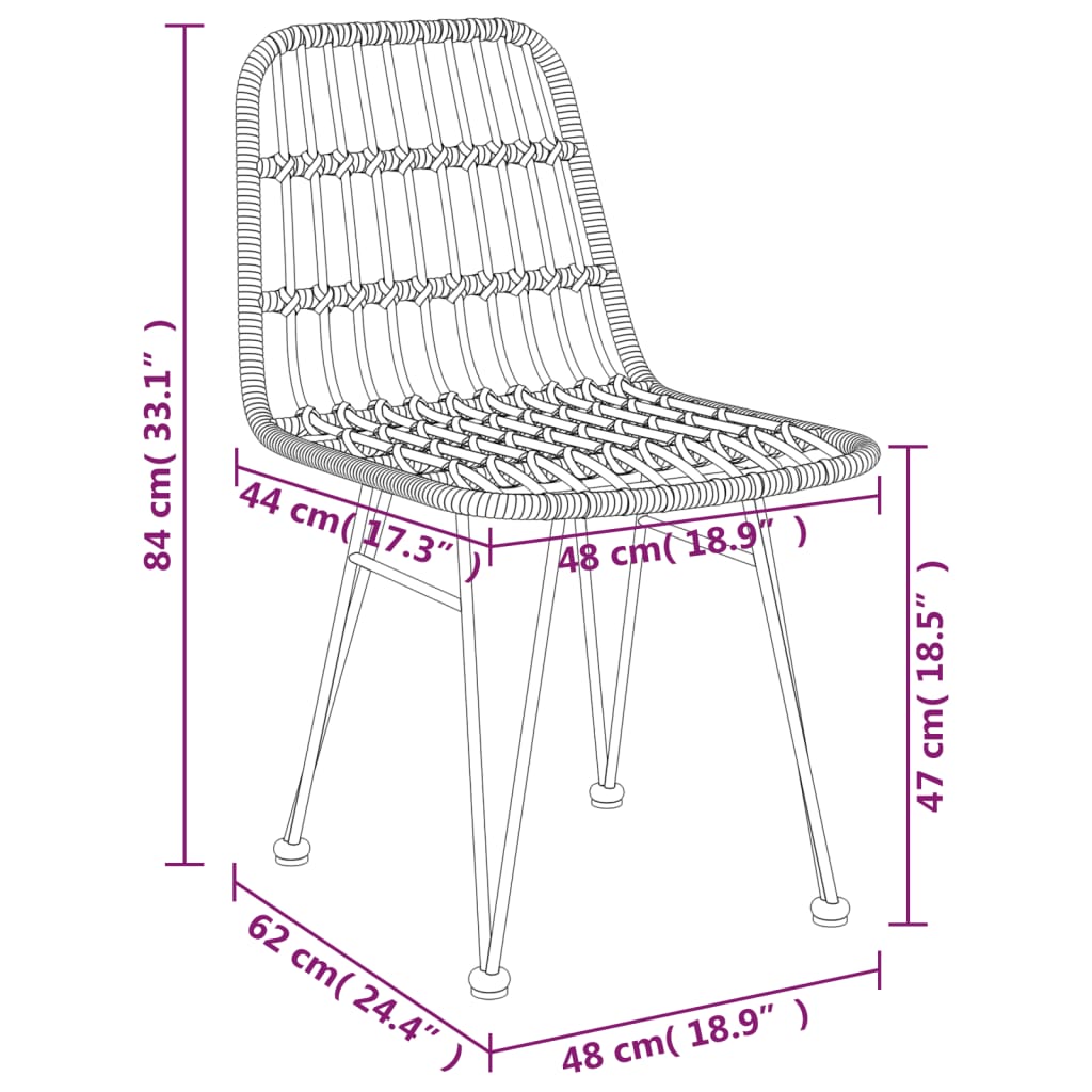 Vrtne stolice 2 kom 48 x 62 x 84 cm od PE ratana