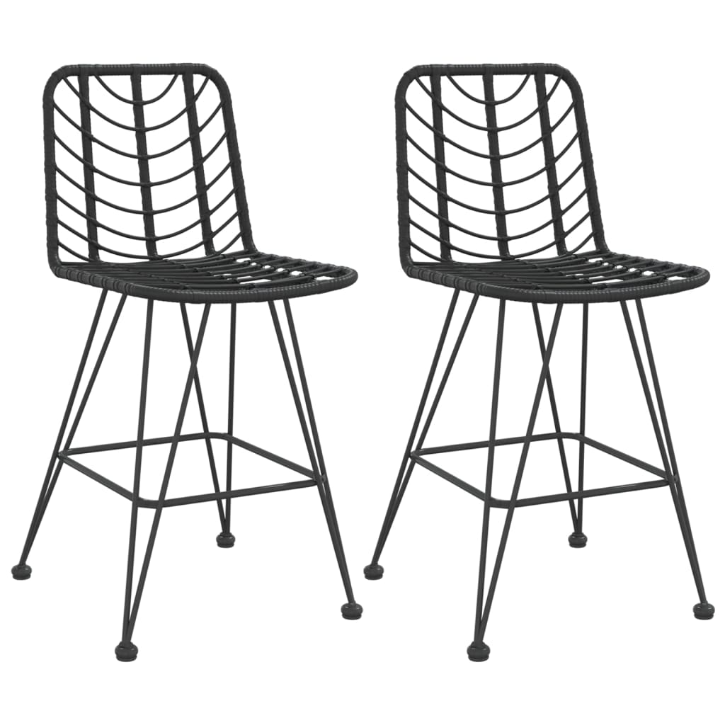 Barski stolci 2 kom crni 45 x 56 x 103,5 cm PE ratan i čelik