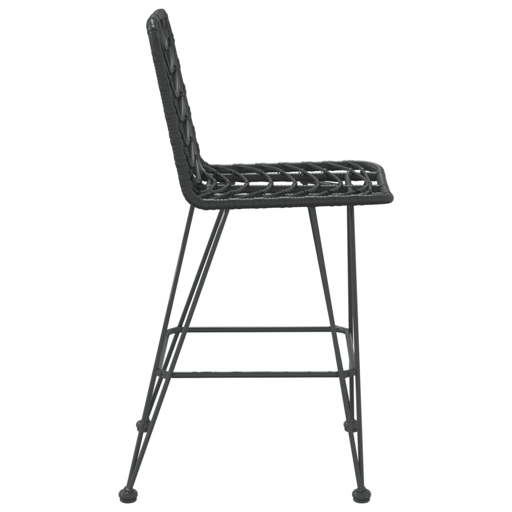 Barski stolci 2 kom crni 45 x 56 x 103,5 cm PE ratan i čelik