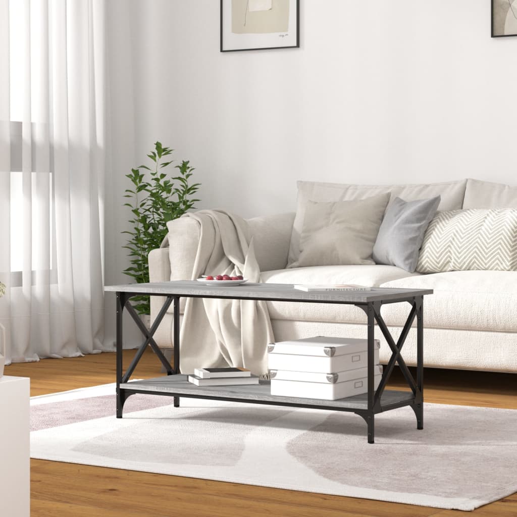 Stolić za kavu sonoma sivi 100x45x45 cm od drva i željeza