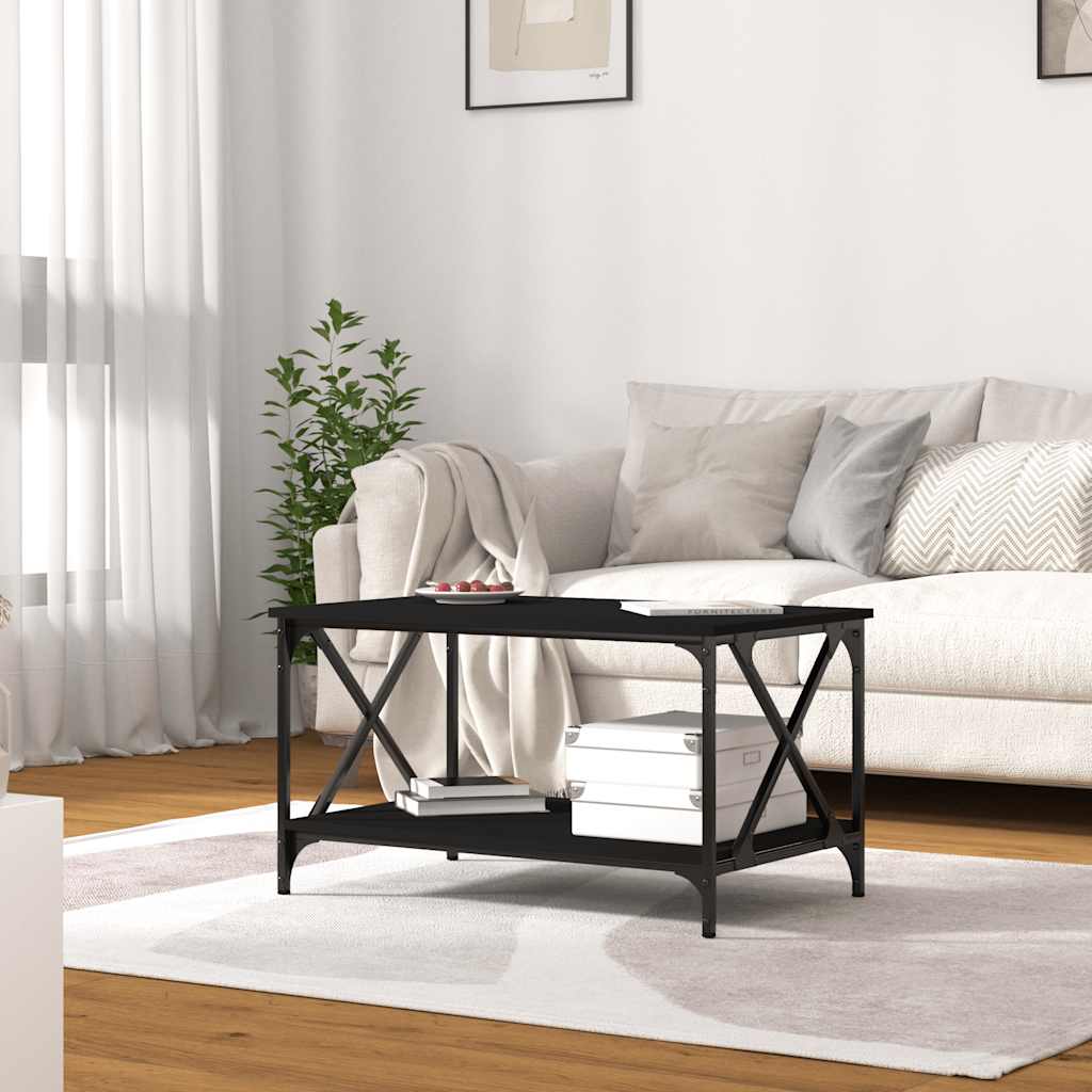 Stolić za kavu crni 80x50x45 cm konstruirano drvo i željezo