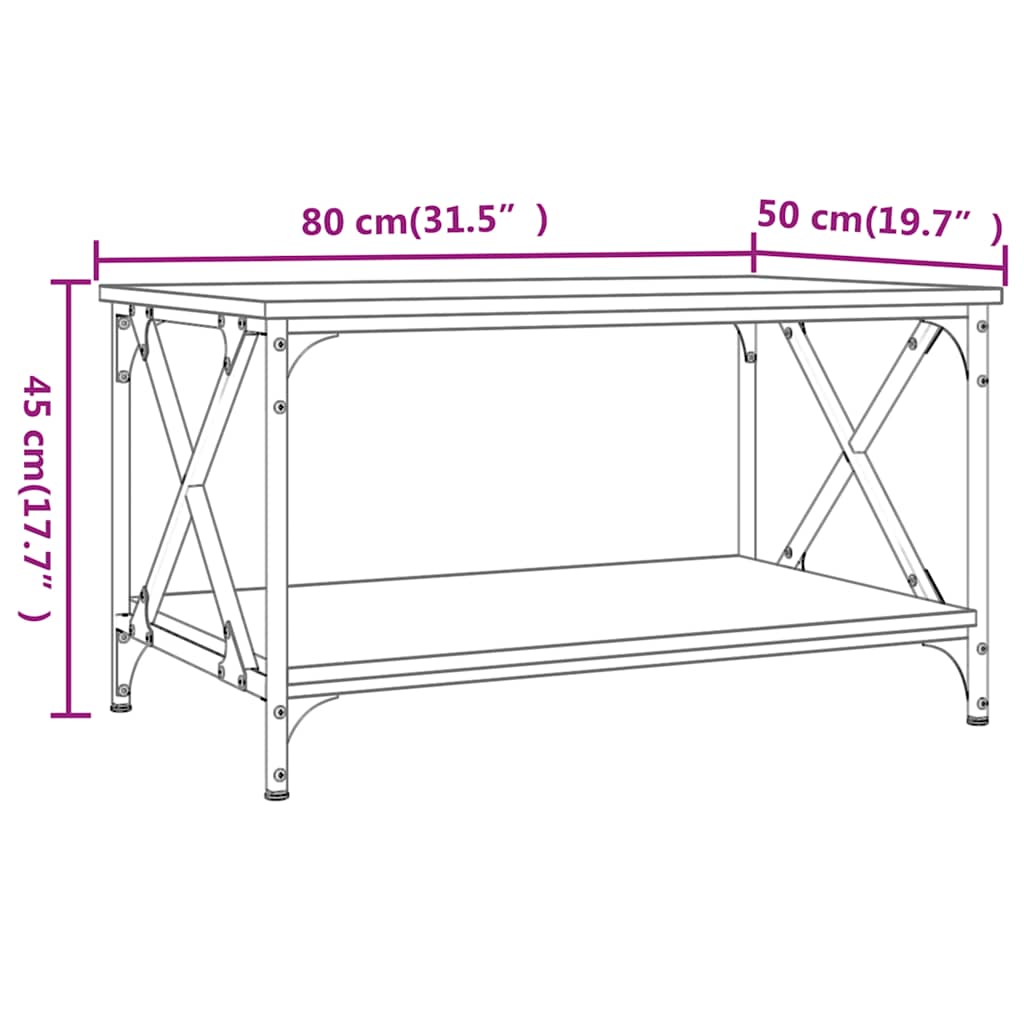 Stolić za kavu crni 80x50x45 cm konstruirano drvo i željezo
