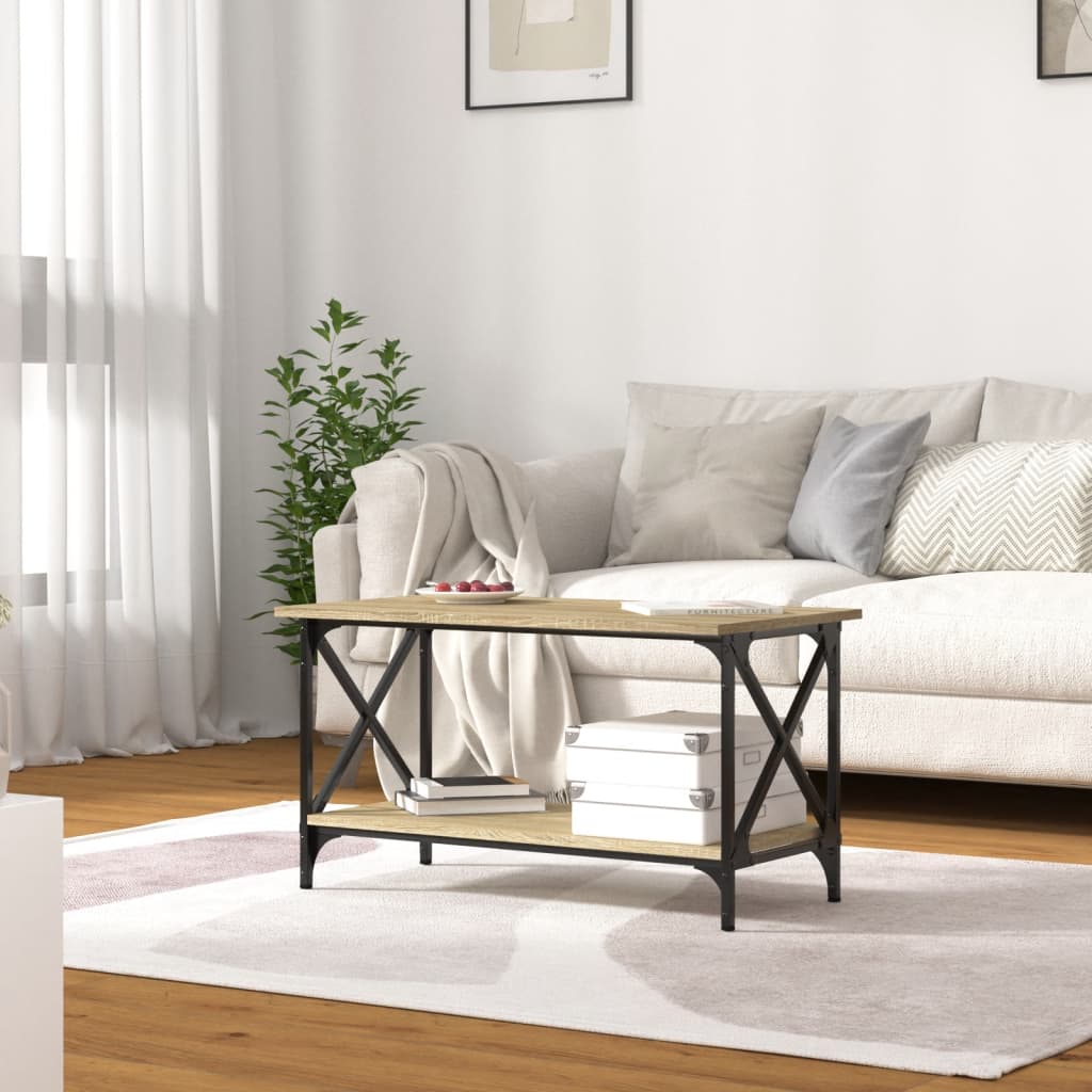 Stolić za kavu boja hrasta 80x45x45 cm od drva i željeza