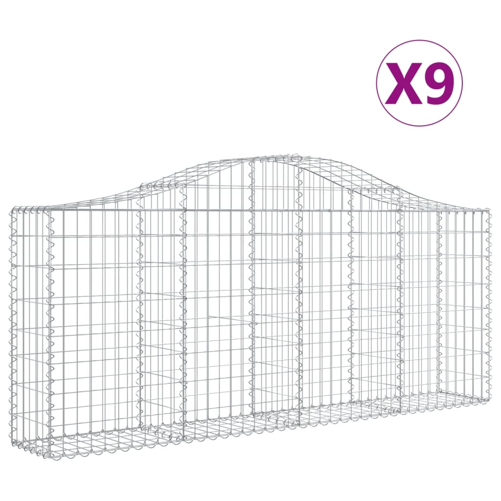 Lučne gabionske košare 9 kom 200x30x80/100 cm pocinčano željezo