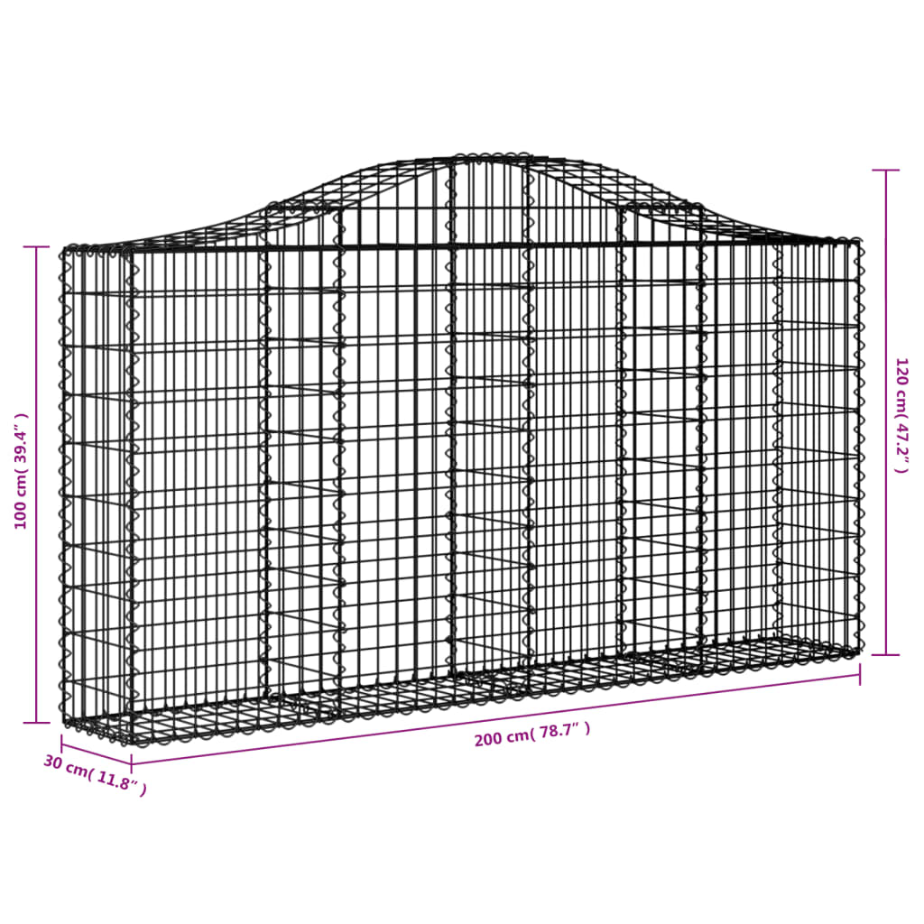 Lučne gabionske košare 4 kom 200x30x100/120cm pocinčano željezo
