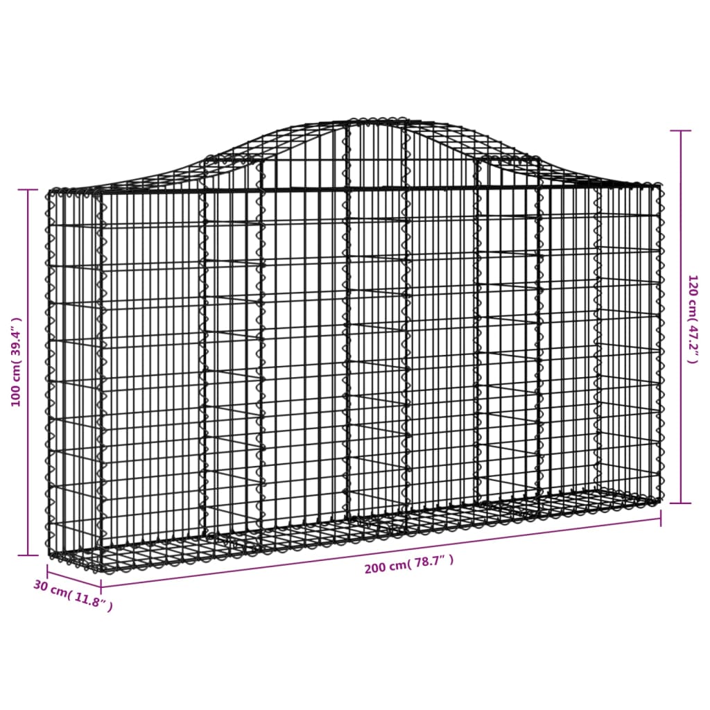 Lučne gabionske košare 5 kom 200x30x100/120cm pocinčano željezo