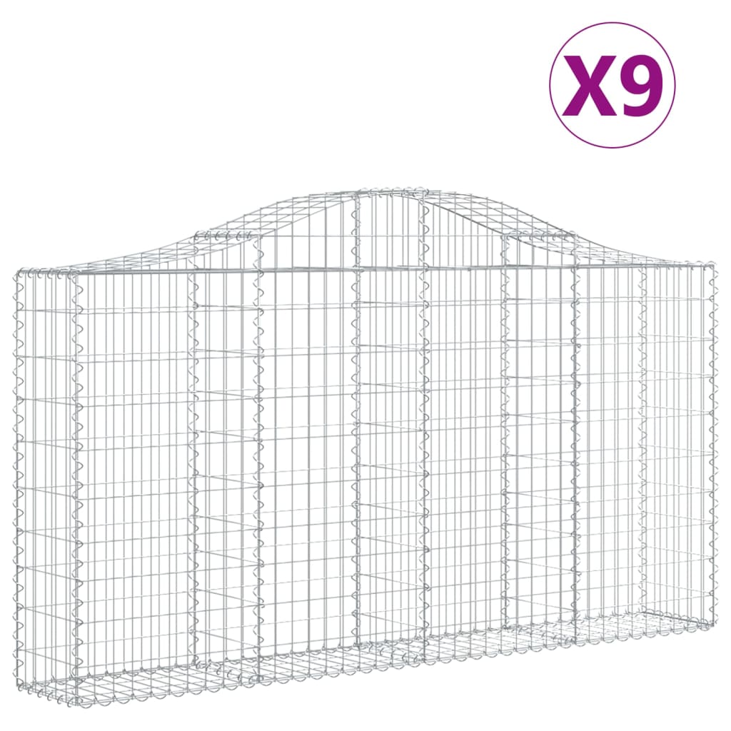 Lučne gabionske košare 9 kom 200x30x100/120cm pocinčano željezo