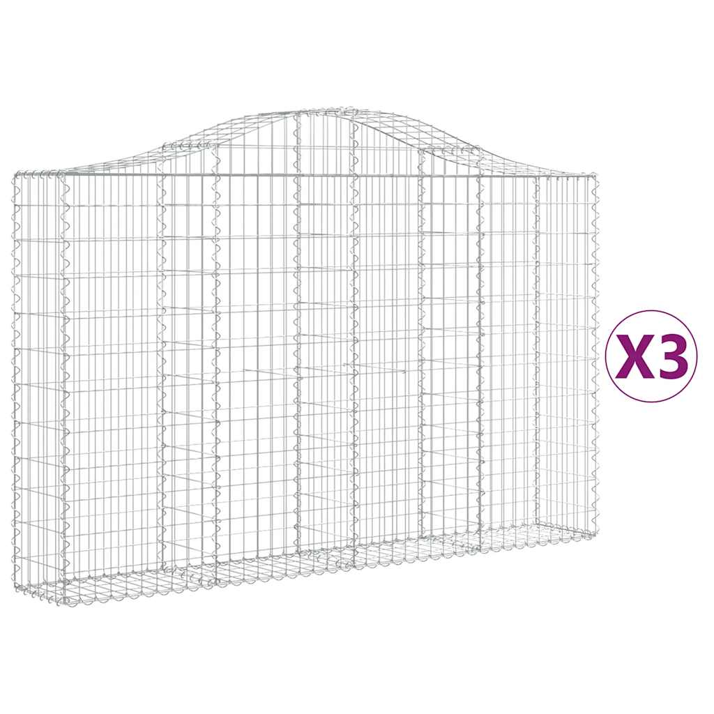 Lučne gabionske košare 3 kom 200x30x120/140cm pocinčano željezo