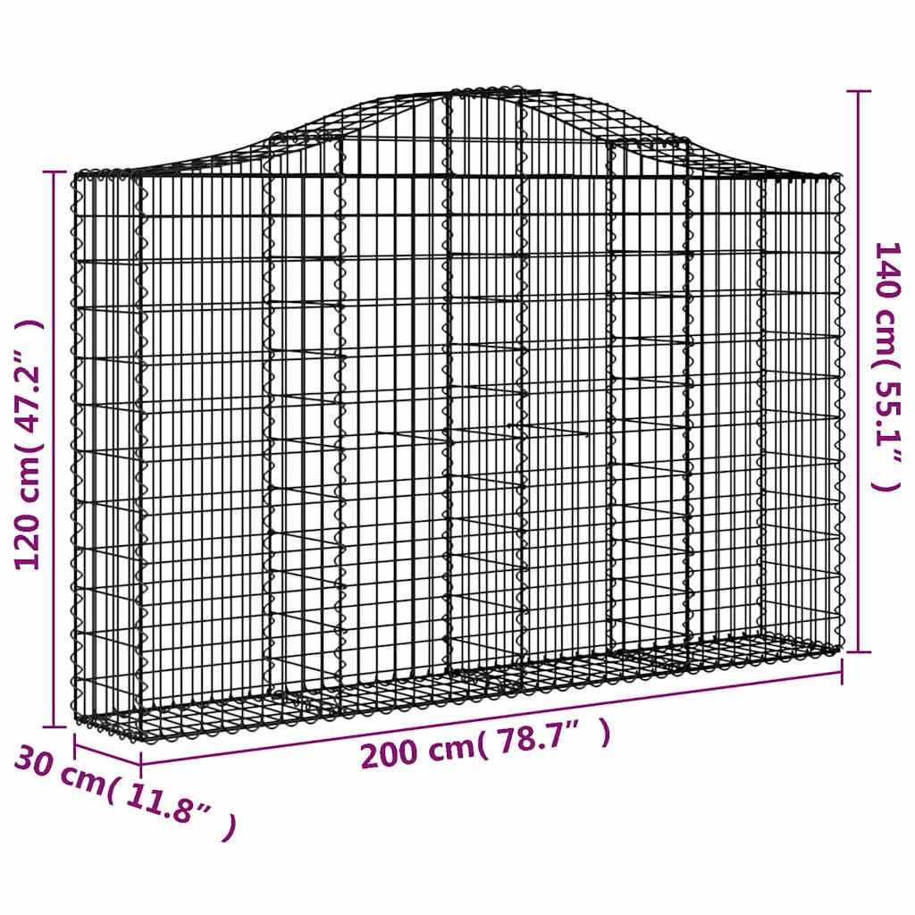Lučne gabionske košare 3 kom 200x30x120/140cm pocinčano željezo