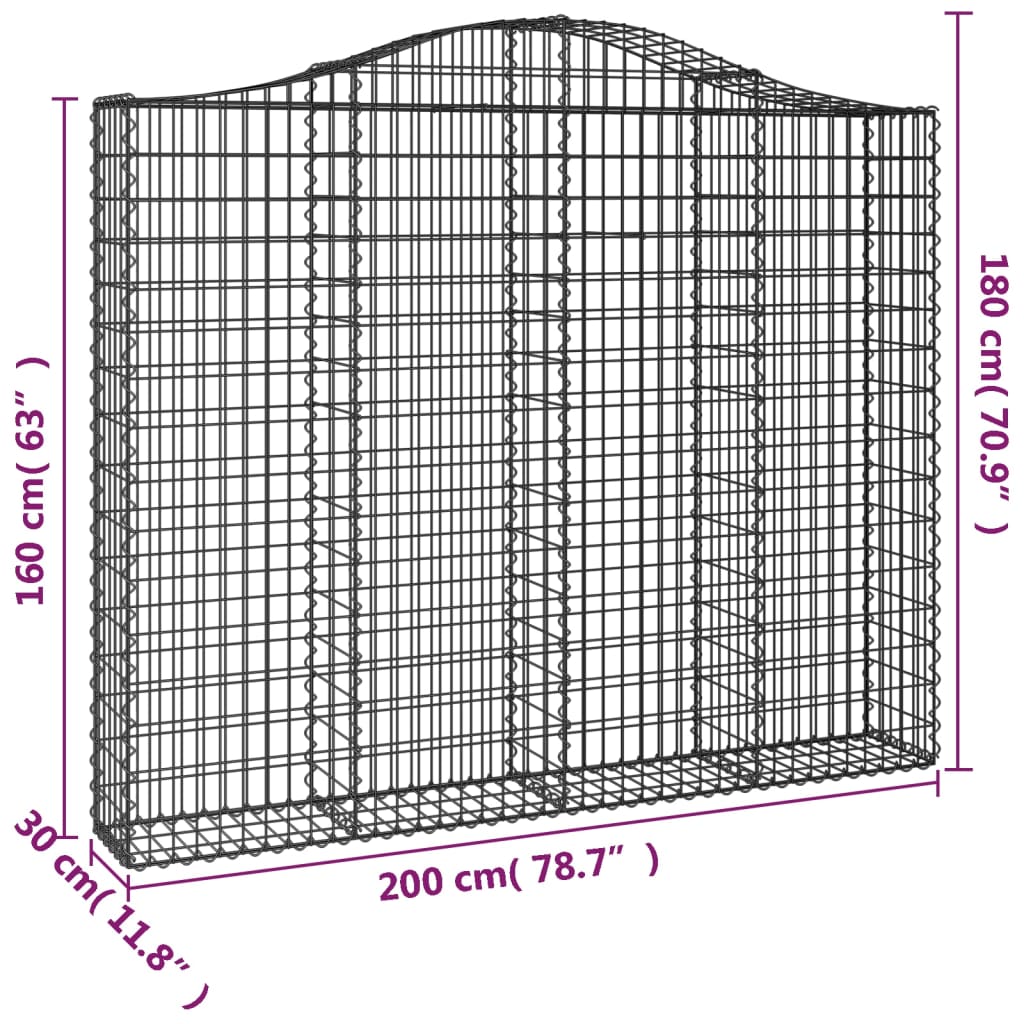 Lučne gabionske košare 2 kom 200x30x160/180cm pocinčano željezo