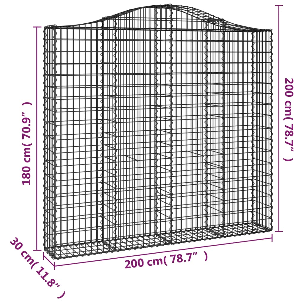 Lučne gabionske košare 2 kom 200x30x180/200cm pocinčano željezo