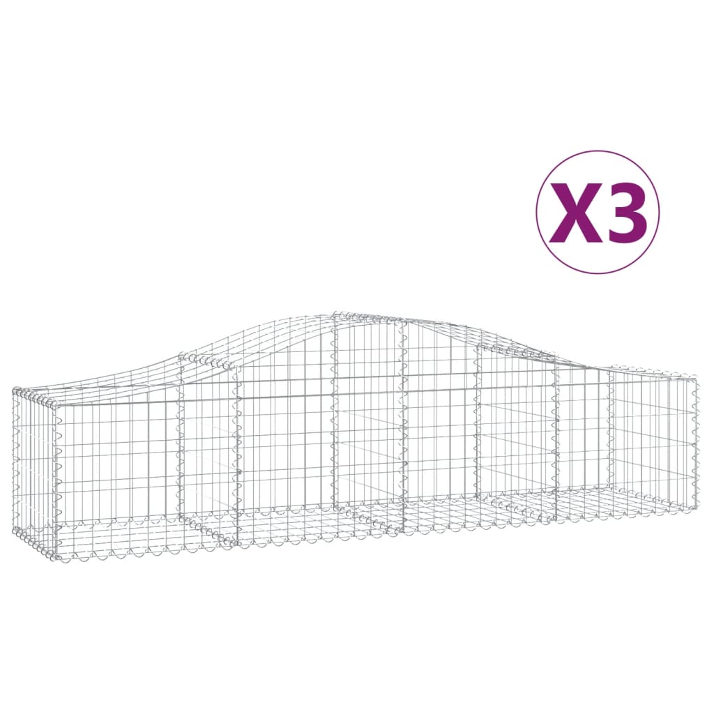Lučne gabionske košare 3 kom 200x50x40/60 cm pocinčano željezo