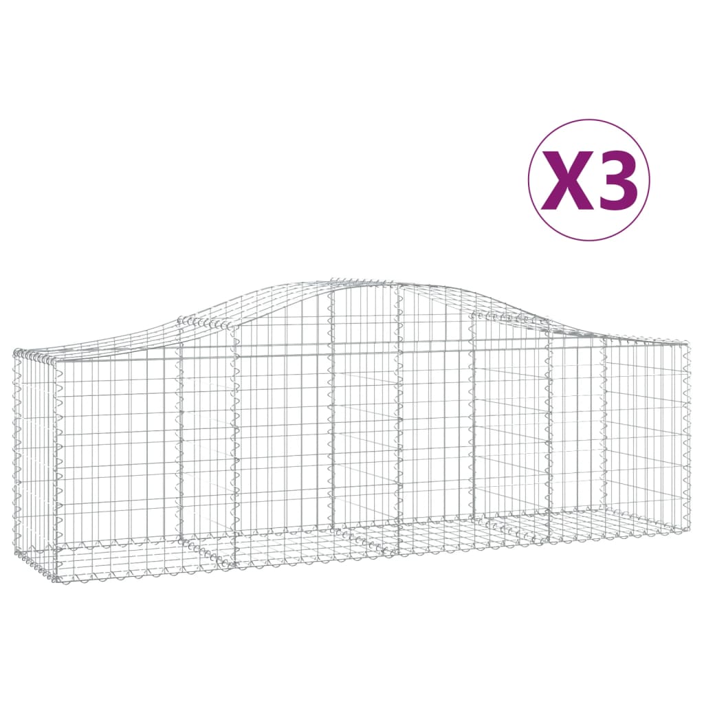 Lučne gabionske košare 3 kom 200x50x60/80 cm pocinčano željezo