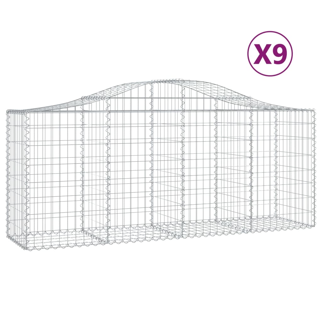 Lučne gabionske košare 9 kom 200x50x80/100 cm pocinčano željezo