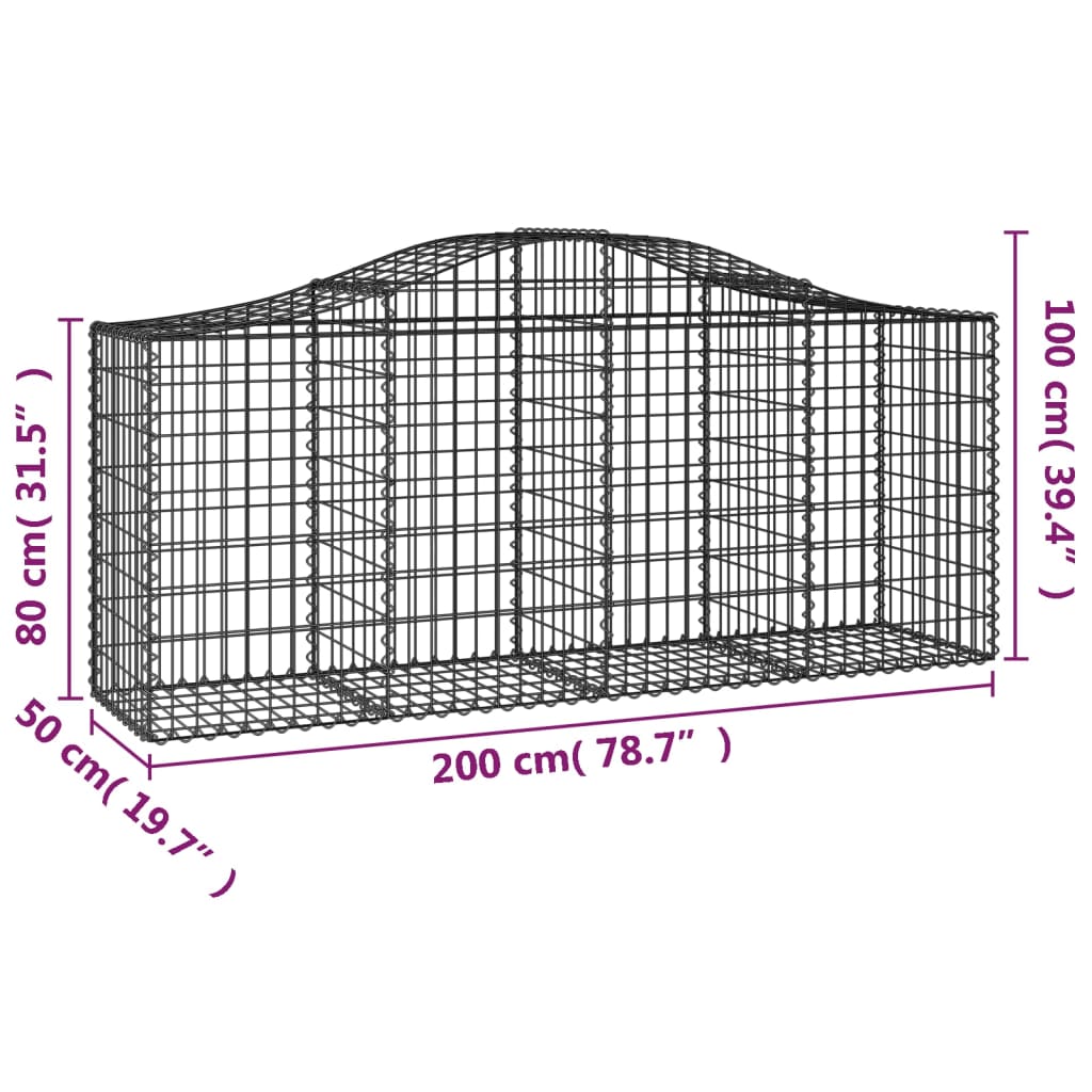 Lučne gabionske košare 9 kom 200x50x80/100 cm pocinčano željezo