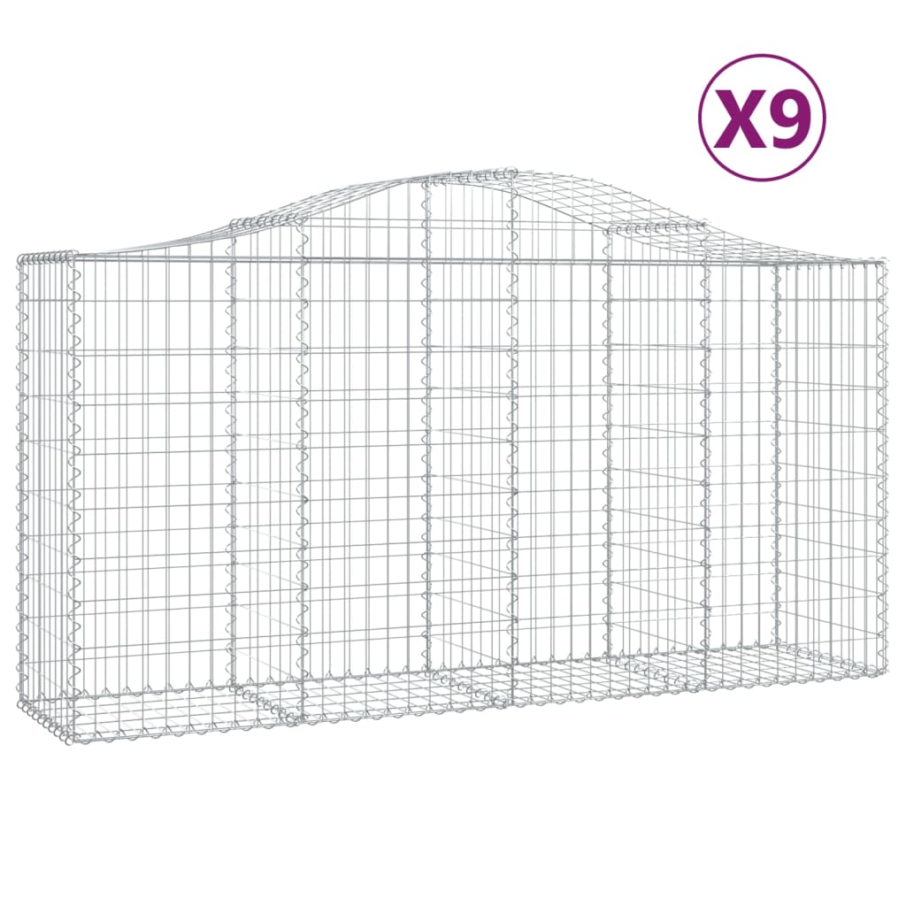 Lučne gabionske košare 9 kom 200x50x100/120cm pocinčano željezo