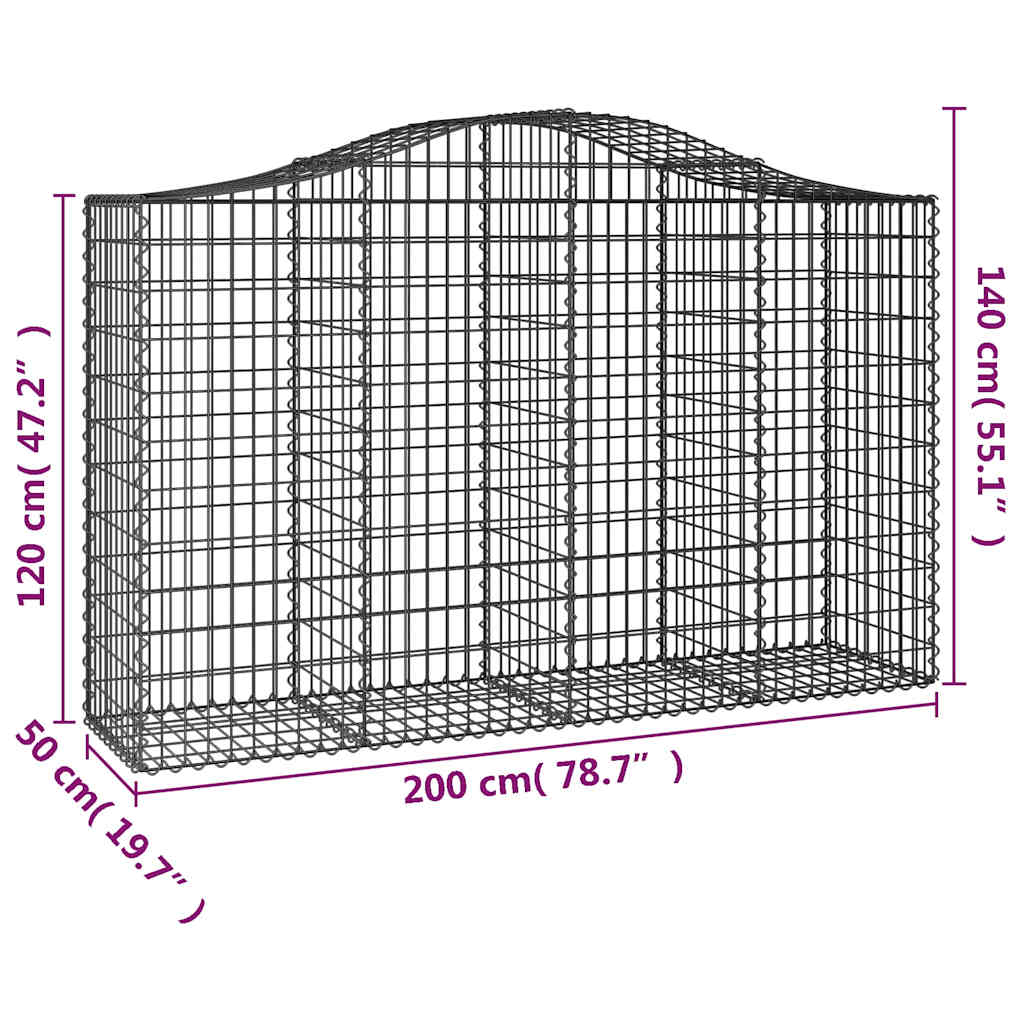 Lučne gabionske košare 5 kom 200x50x120/140cm pocinčano željezo