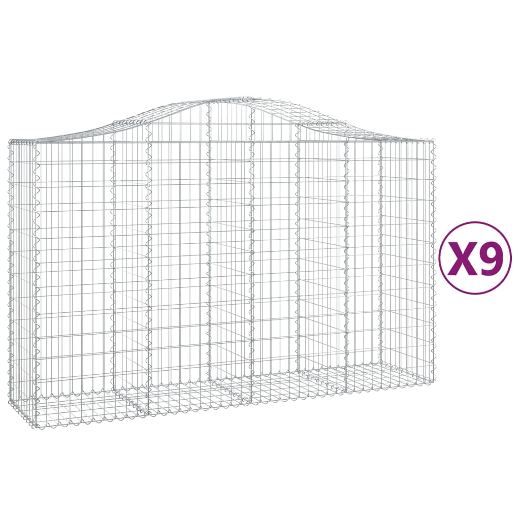 Lučne gabionske košare 9 kom 200x50x120/140cm pocinčano željezo