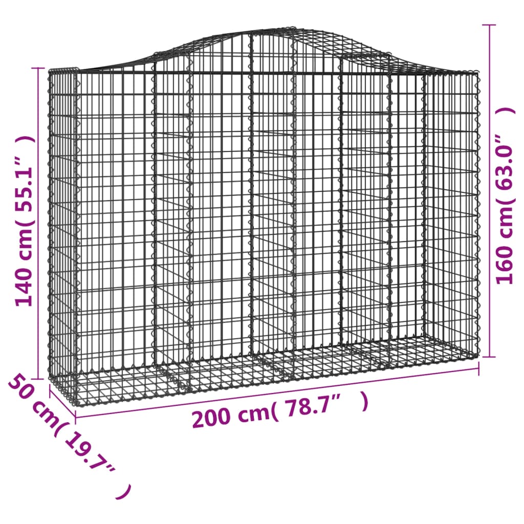 Lučne gabionske košare 6 kom 200x50x140/160cm pocinčano željezo