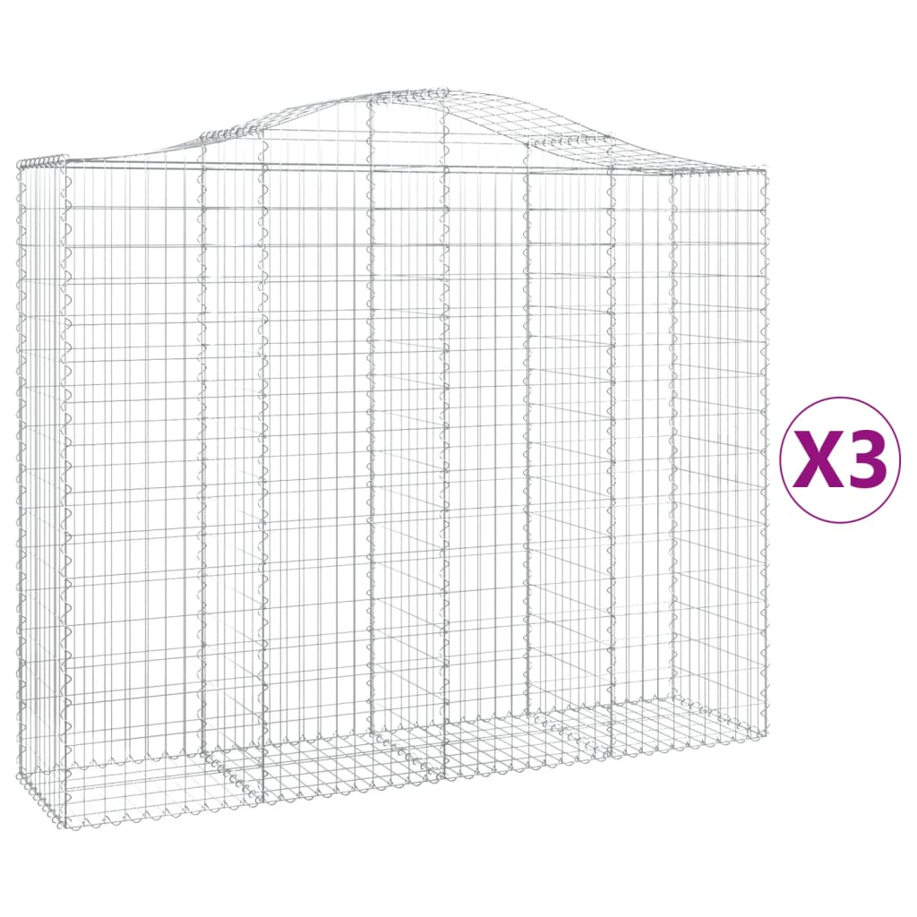 Lučne gabionske košare 3 kom 200x50x160/180cm pocinčano željezo