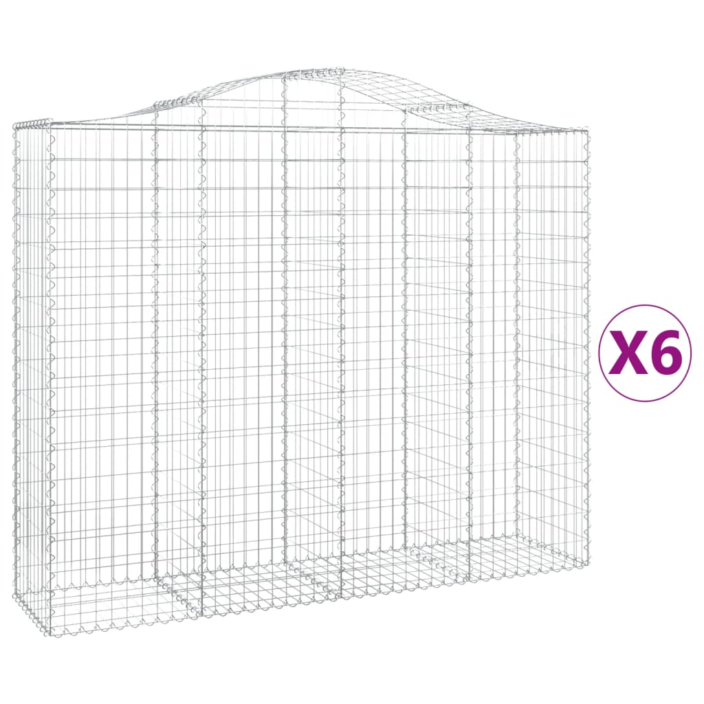 Lučne gabionske košare 6 kom 200x50x160/180cm pocinčano željezo
