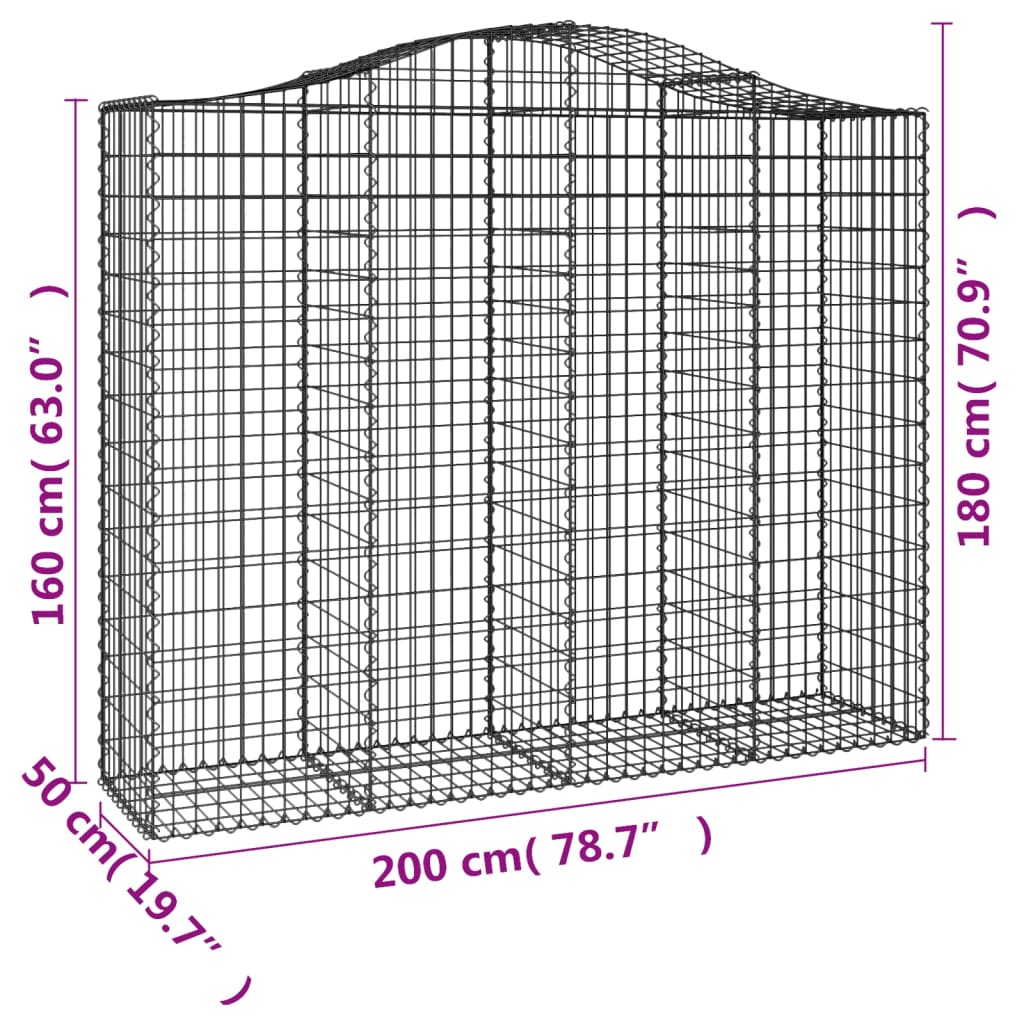 Lučne gabionske košare 13kom 200x50x160/180cm pocinčano željezo