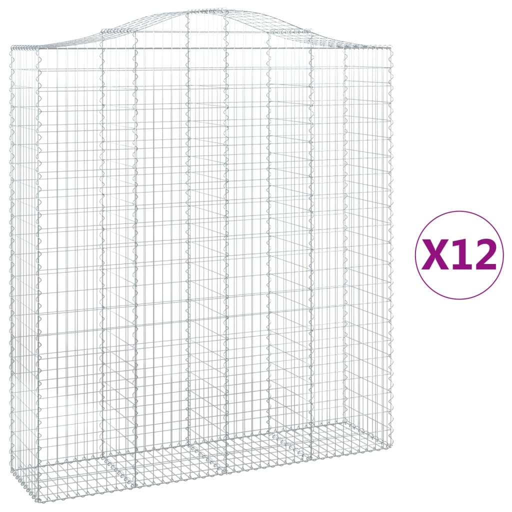 Lučne gabionske košare 12kom 200x50x220/240cm pocinčano željezo