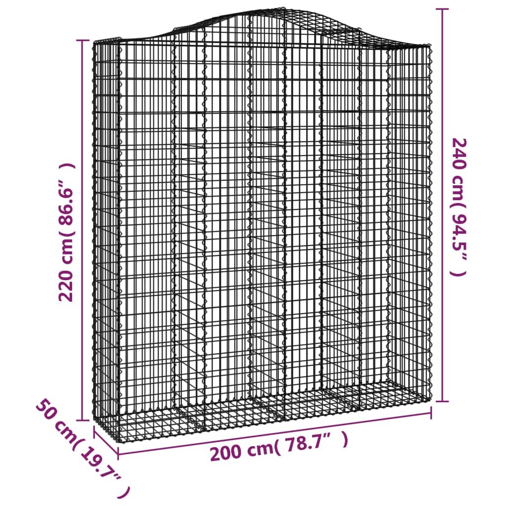 Lučne gabionske košare 12kom 200x50x220/240cm pocinčano željezo