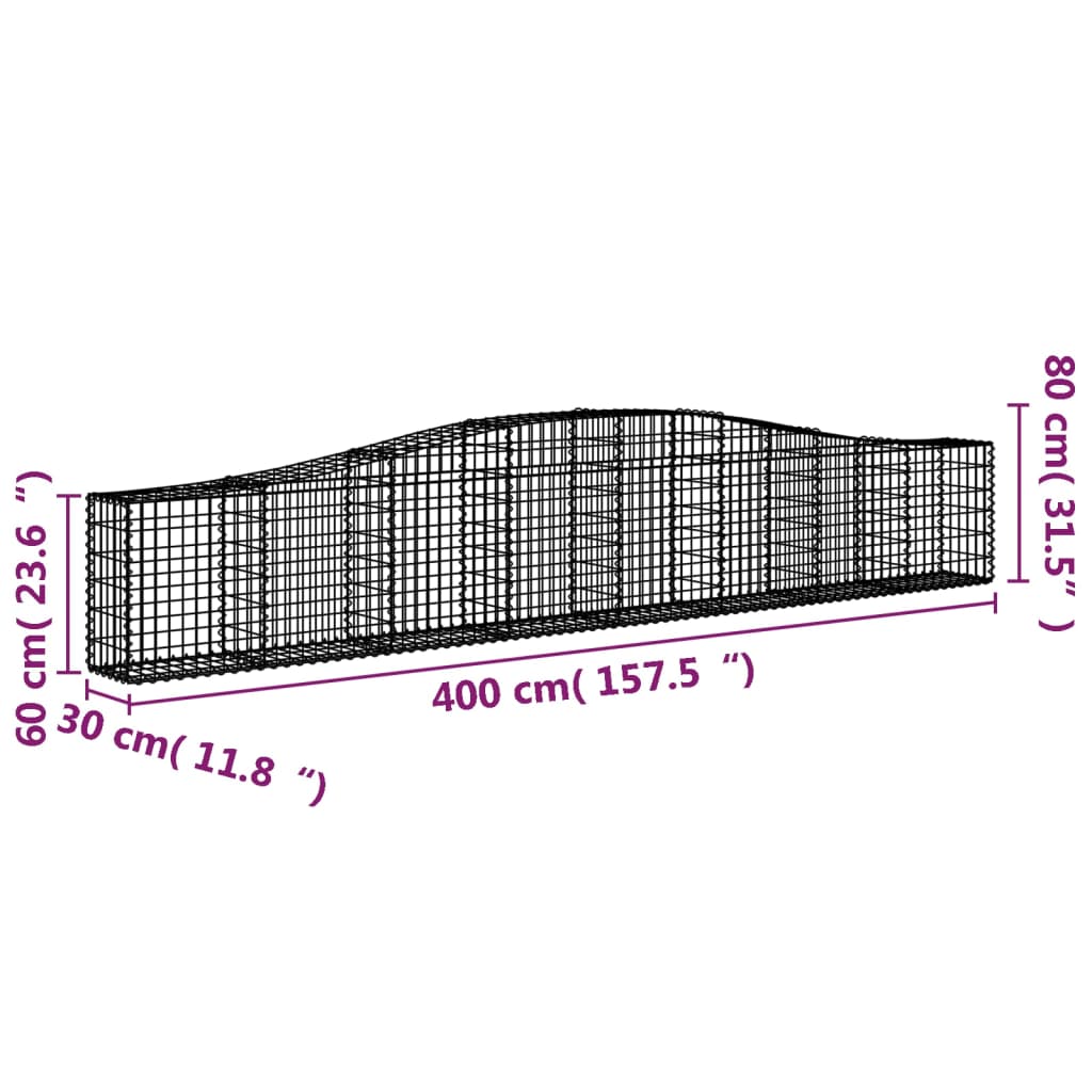 Lučne gabionske košare 5 kom 400x30x60/80 cm pocinčano željezo