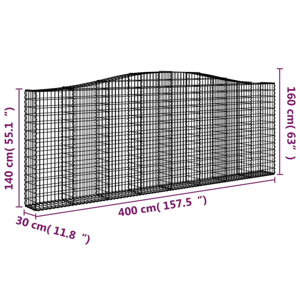 Lučne gabionske košare 5 kom 400x30x40/60 cm pocinčano željezo