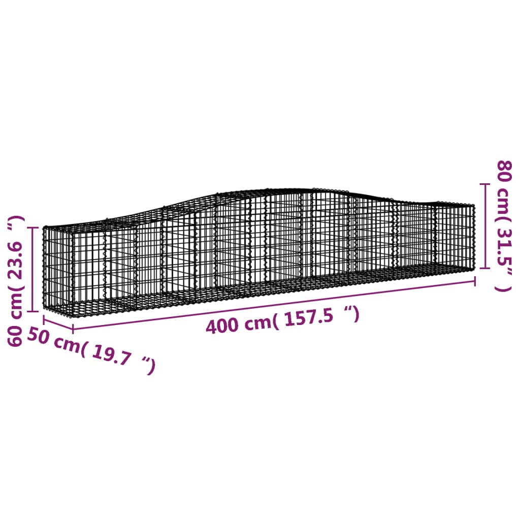 Lučne gabionske košare 8 kom 400x50x60/80 cm pocinčano željezo