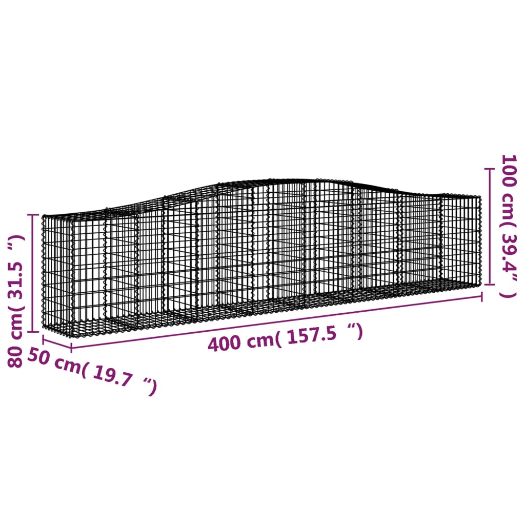 Lučne gabionske košare 4 kom 400x50x80/100 cm pocinčano željezo