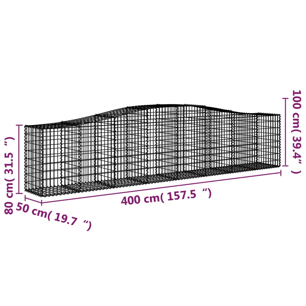 Lučne gabionske košare 20 kom 400x50x80/100cm pocinčano željezo