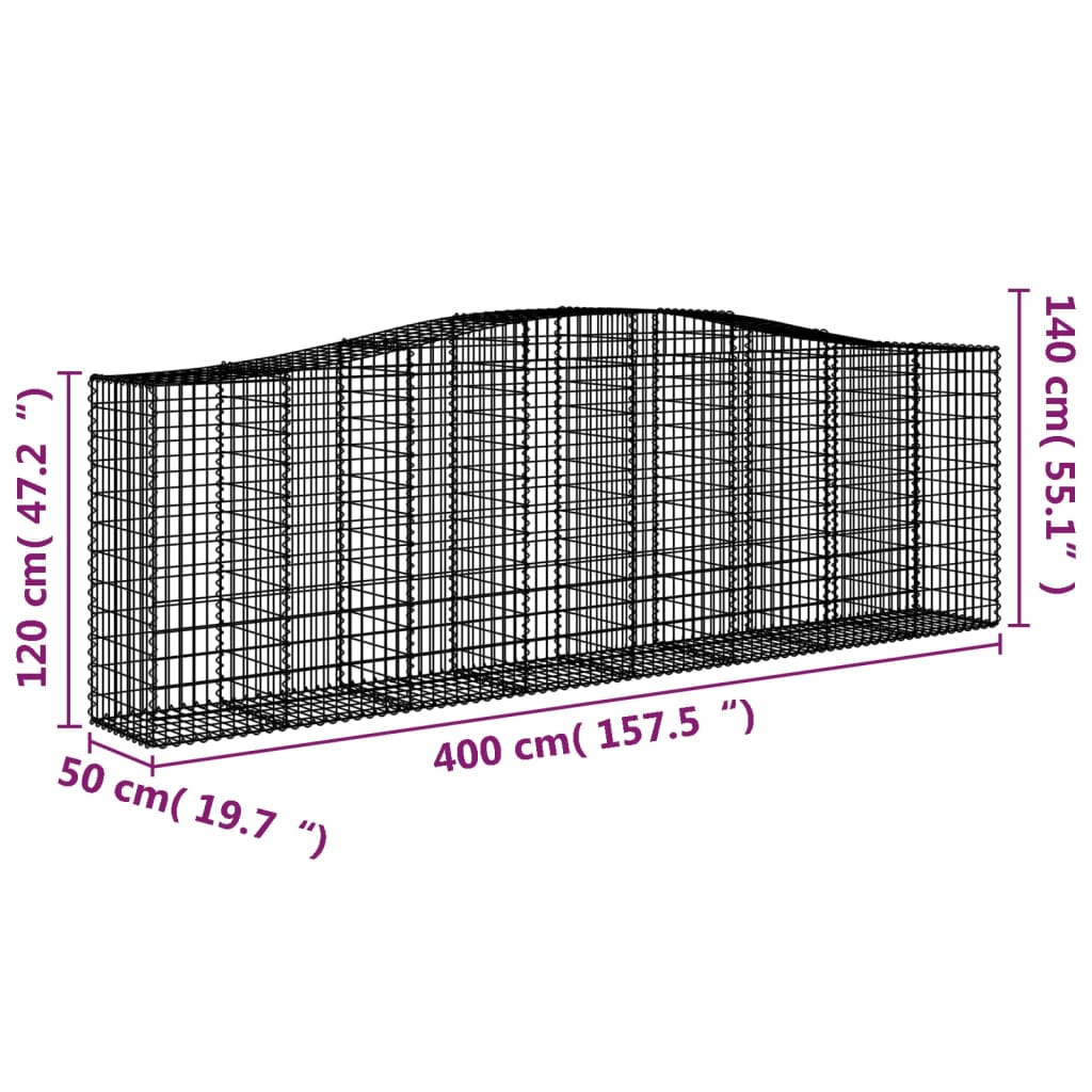 Lučne gabionske košare 25kom 400x50x120/140cm pocinčano željezo