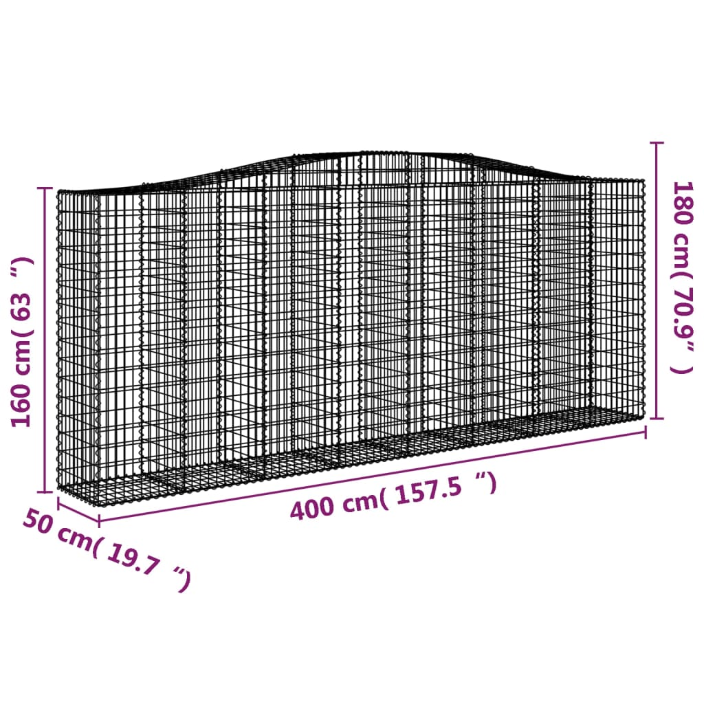 Lučne gabionske košare 8 kom 400x50x160/180cm pocinčano željezo