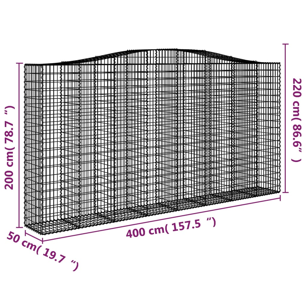 Lučne gabionske košare 8 kom 400x50x200/220cm pocinčano željezo