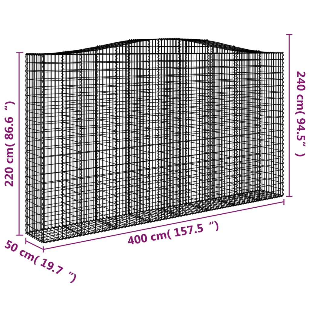 Lučne gabionske košare 3 kom 400x50x220/240cm pocinčano željezo
