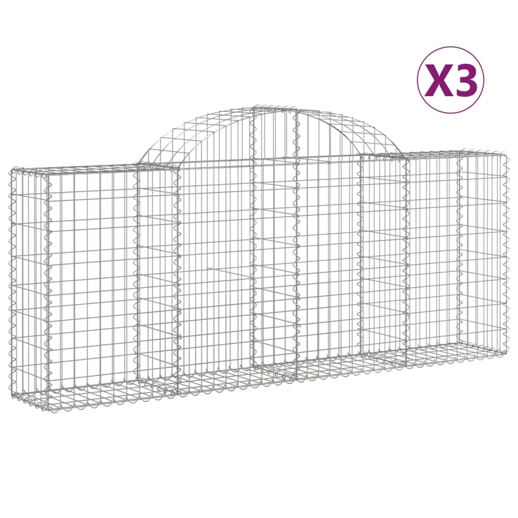 Lučne gabionske košare 3 kom 200x30x80/100 cm pocinčano željezo