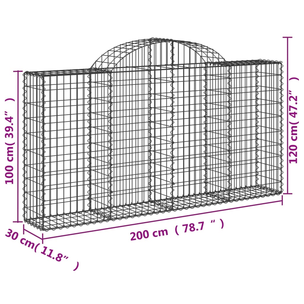 Lučne gabionske košare 4 kom 200x30x100/120cm pocinčano željezo
