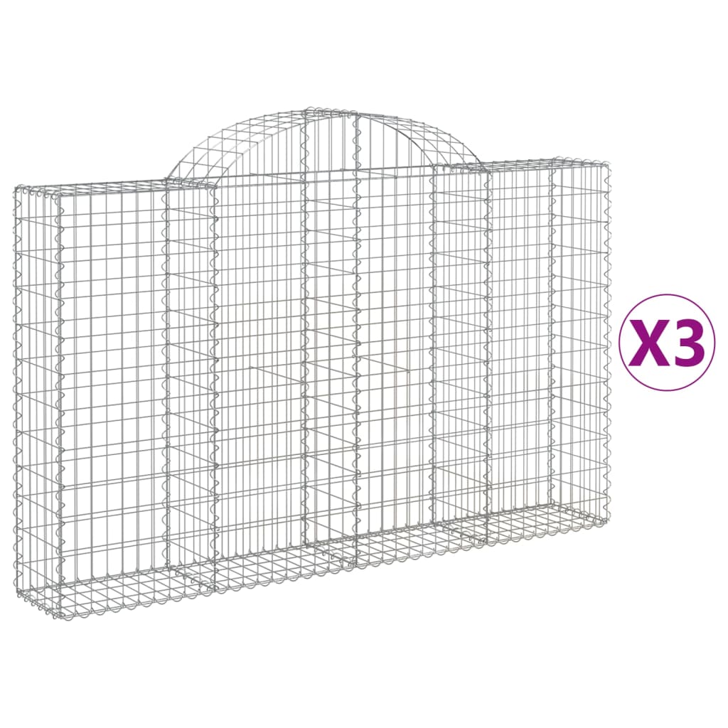 Lučne gabionske košare 3 kom 200x30x120/140cm pocinčano željezo