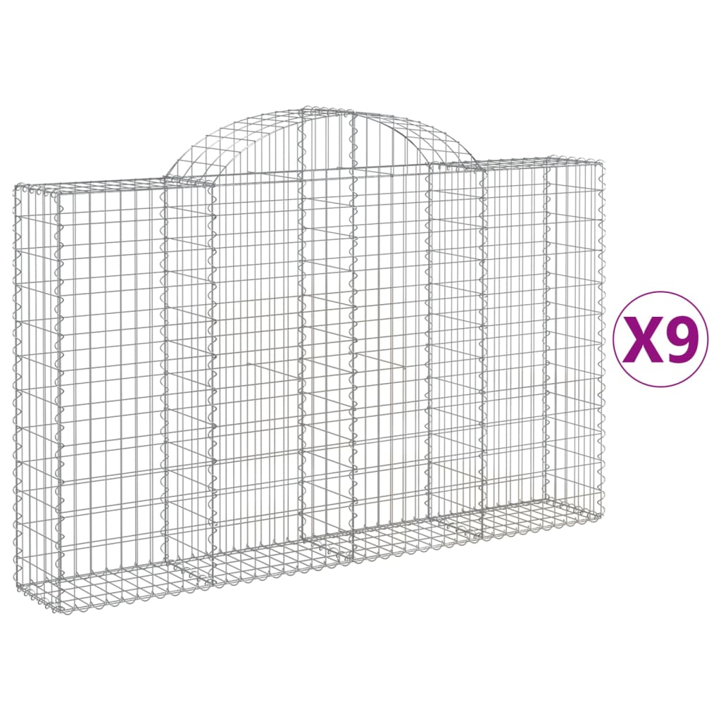 Lučne gabionske košare 9 kom 200x30x120/140cm pocinčano željezo
