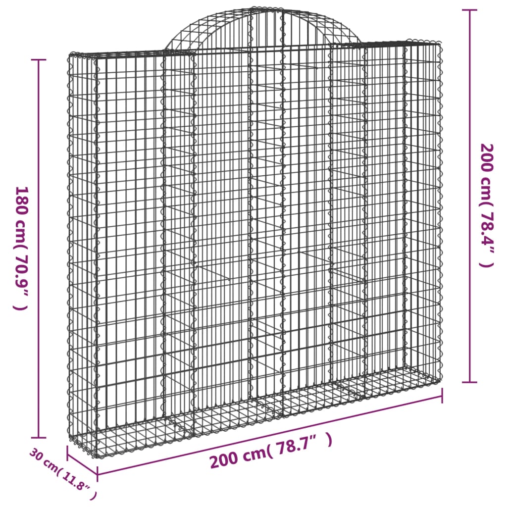 Lučne gabionske košare 3 kom 200x30x180/200cm pocinčano željezo