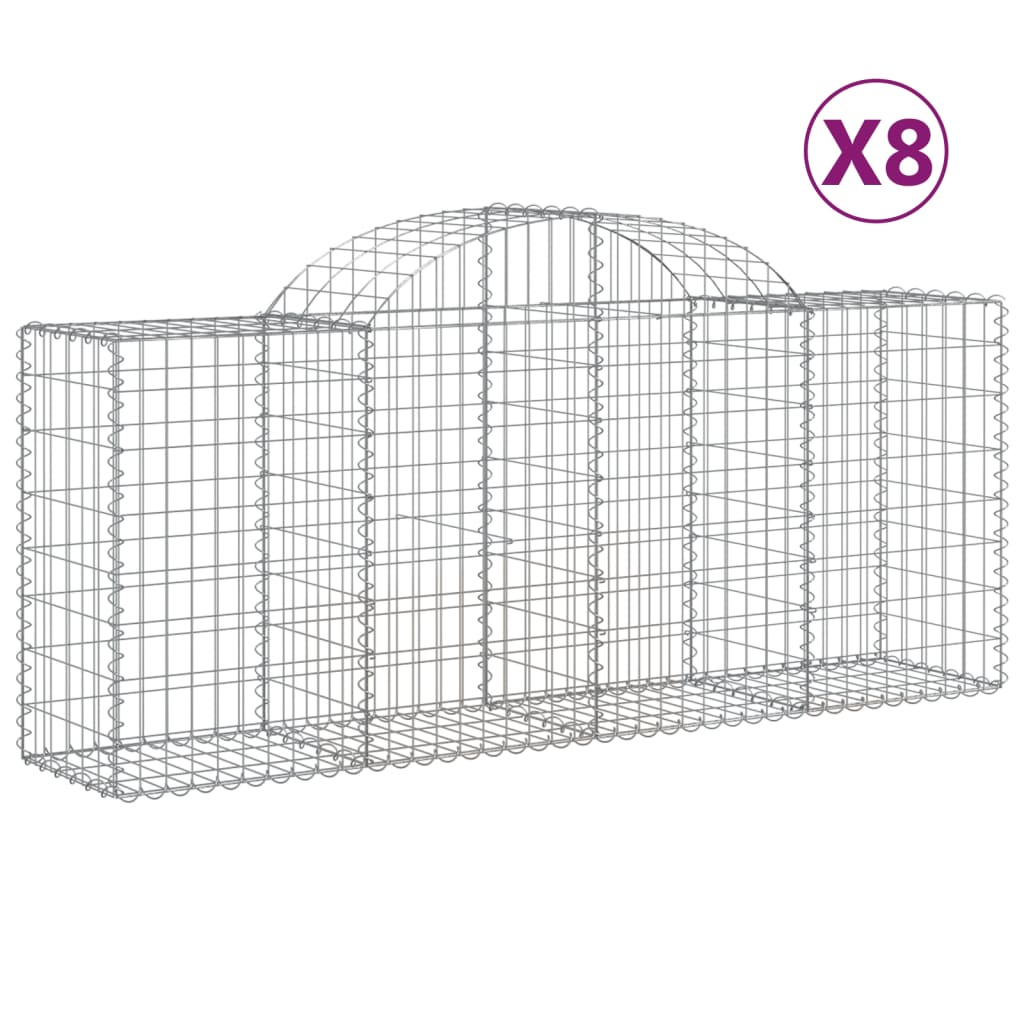 Lučne gabionske košare 8 kom 200x50x80/100 cm pocinčano željezo