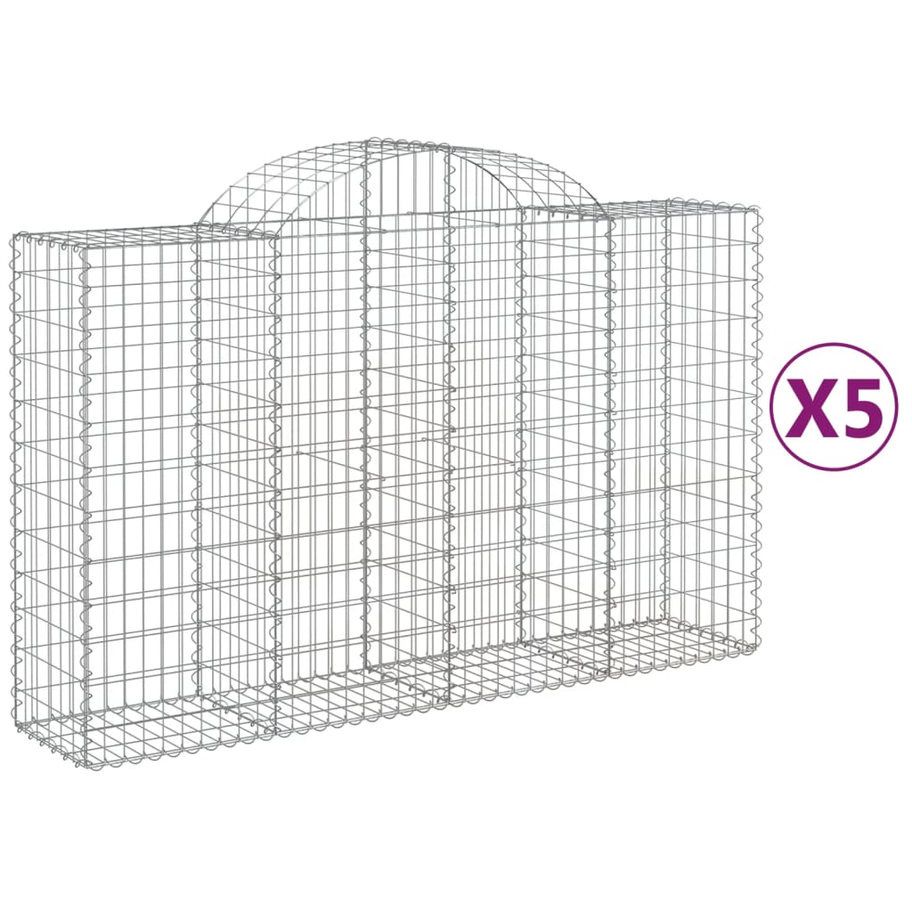 Lučne gabionske košare 5 kom 200x50x120/140cm pocinčano željezo