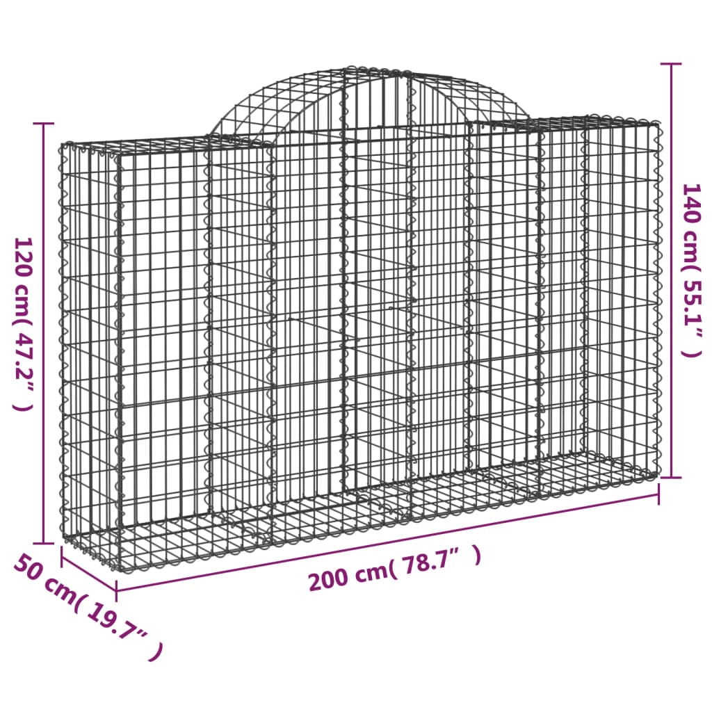 Lučne gabionske košare 5 kom 200x50x120/140cm pocinčano željezo
