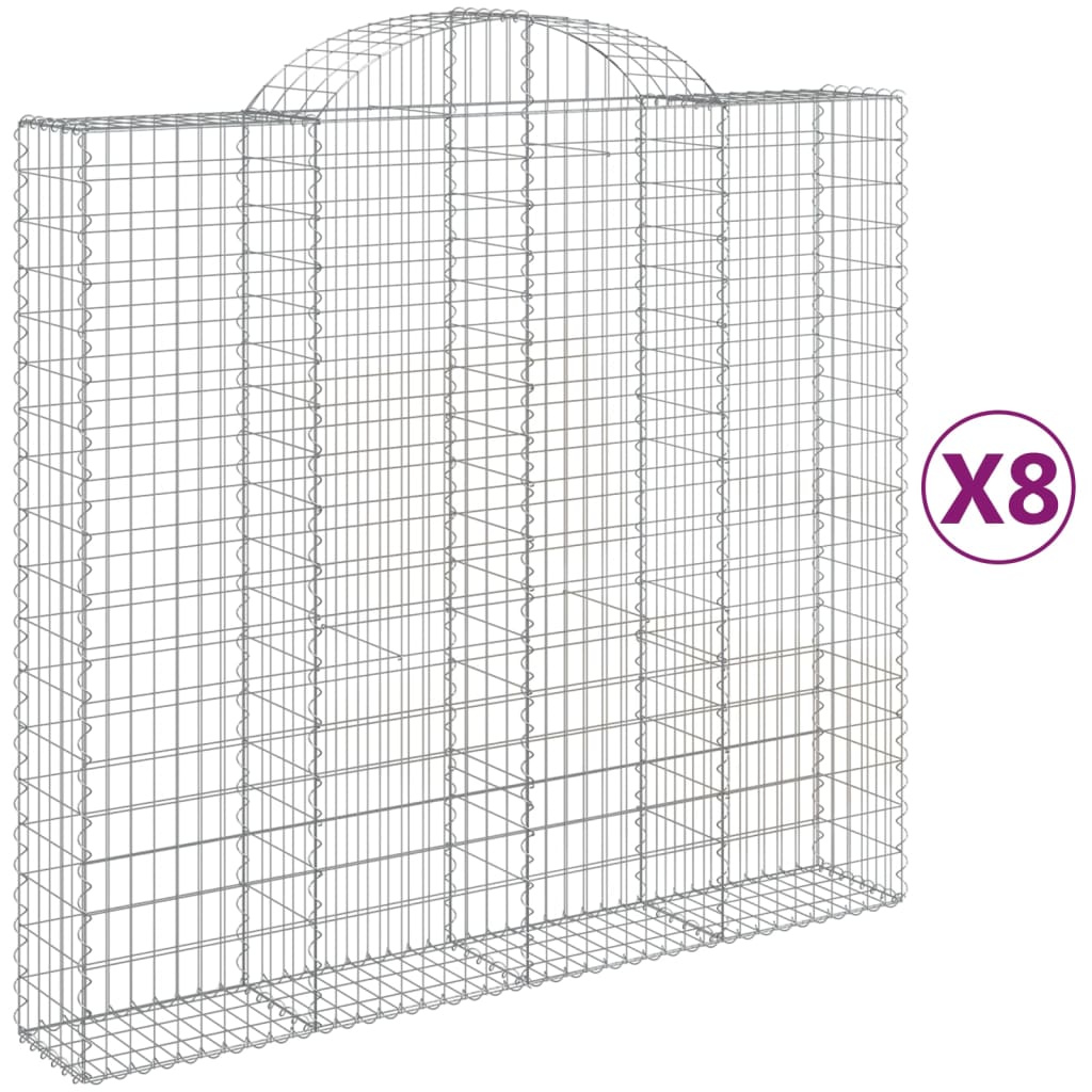 Lučne gabionske košare 8 kom 200x50x180/200cm pocinčano željezo