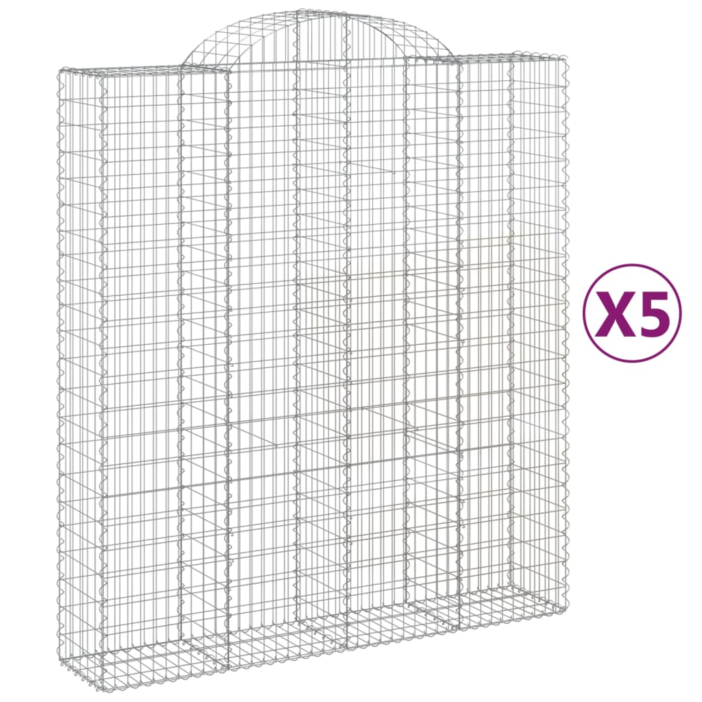 Lučne gabionske košare 5 kom 200x50x220/240cm pocinčano željezo