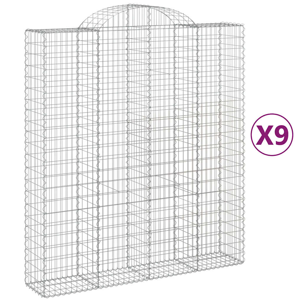 Lučne gabionske košare 9 kom 200x50x220/240cm pocinčano željezo